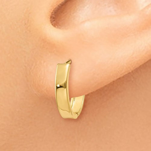 14k Yellow Gold Small Dainty Huggie Hinged Hoop Earrings 10mm x 2mm