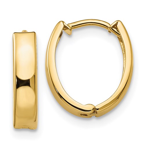 14k yellow gold small dainty huggie hinged hoop earrings 10mm x 2mm