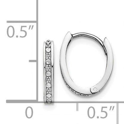 14k white gold diamond cut small dainty huggie hinged hoop earrings 13mm x 1mm