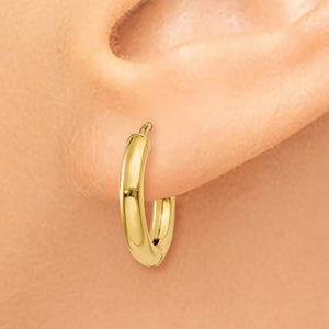14k Yellow Gold Classic Huggie Hinged Hoop Earrings 14mm x 15mm x 2mm