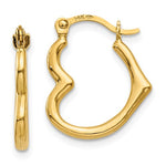 Załaduj obraz do przeglądarki galerii, 14K Yellow Gold Heart Hoop Earrings 13mm x 2mm
