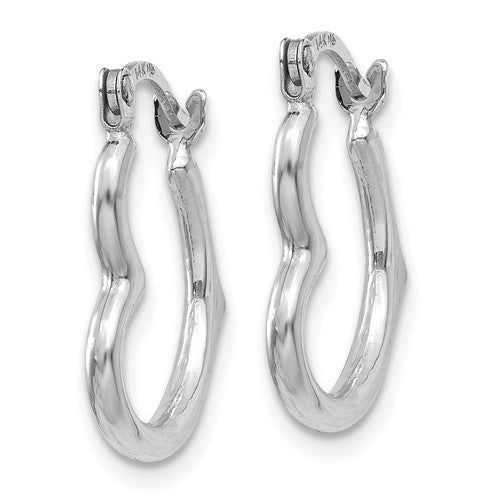 14k white gold heart hoop earrings 13mm x 2mm