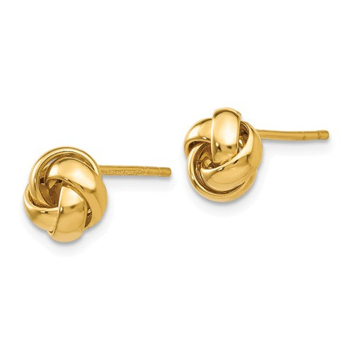 14k yellow gold 7mm classic love knot post earrings