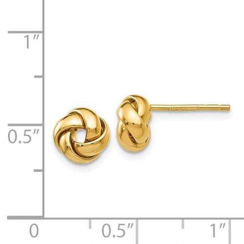 14k yellow gold 7mm classic love knot post earrings