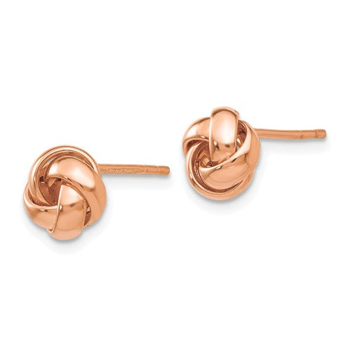 14k Rose Gold 7mm Classic Love Knot Post Earrings