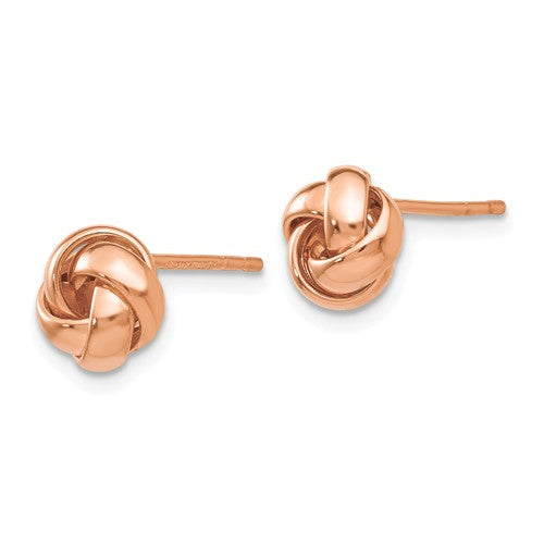 14k rose gold 7mm classic love knot post earrings