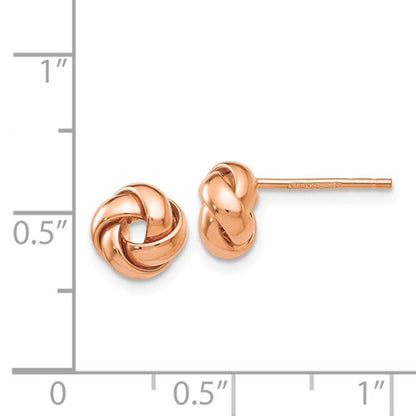 14k rose gold 7mm classic love knot post earrings