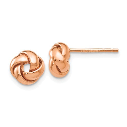 14k rose gold 7mm classic love knot post earrings