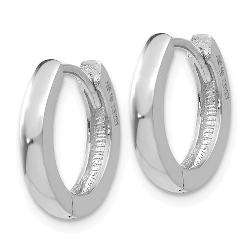 14k white gold classic huggie hinged hoop earrings 13mm x 13mm x 2mm