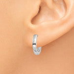 將圖片載入圖庫檢視器 14k White Gold Small Dainty Huggie Hinged Hoop Earrings 13mm x 2mm
