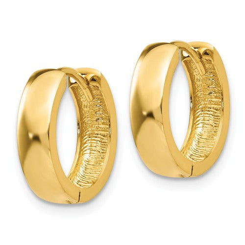14k yellow gold classic huggie hinged hoop earrings 13mm x 13mm x 4mm