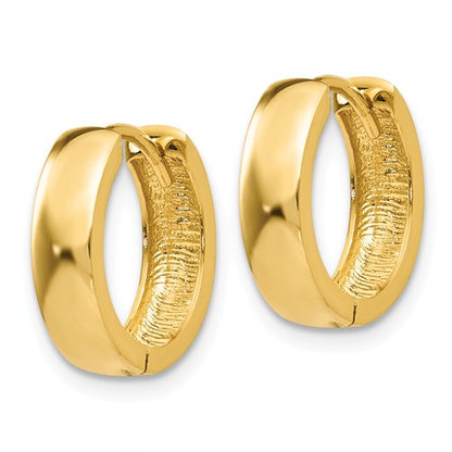 14k yellow gold classic huggie hinged hoop earrings 13mm x 13mm x 4mm