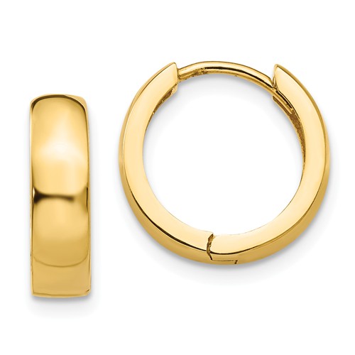 14k yellow gold classic huggie hinged hoop earrings 13mm x 13mm x 4mm