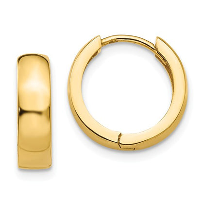 14k yellow gold classic huggie hinged hoop earrings 13mm x 13mm x 4mm