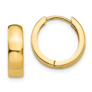 14k Yellow Gold Classic Huggie Hinged Hoop Earrings 13mm x 13mm x 4mm