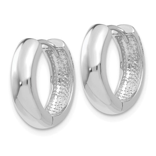 14k white gold classic huggie hinged hoop earrings 15mm x 15mm x 4mm