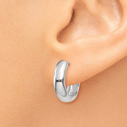14k white gold classic huggie hinged hoop earrings 15mm x 15mm x 4mm