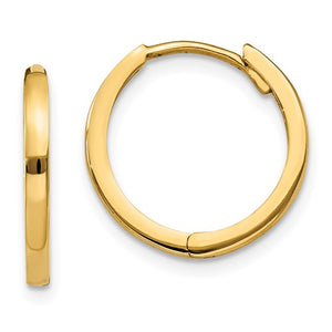 14k Yellow Gold Classic Huggie Hinged Hoop Earrings 11mm x 1mm