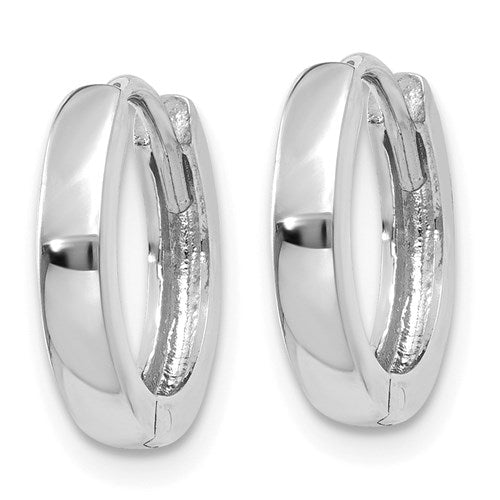 14k white gold classic huggie hinged hoop earrings 11mm x 2mm
