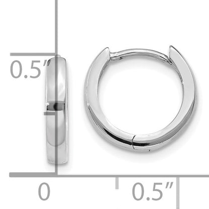 14k white gold classic huggie hinged hoop earrings 11mm x 2mm