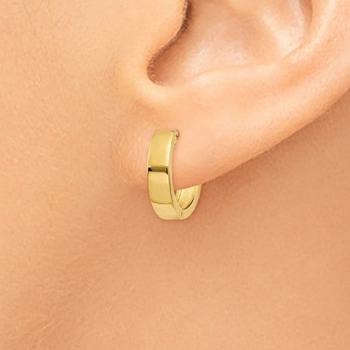 14k yellow gold classic huggie hinged hoop earrings 12mm x 12mm x 3mm