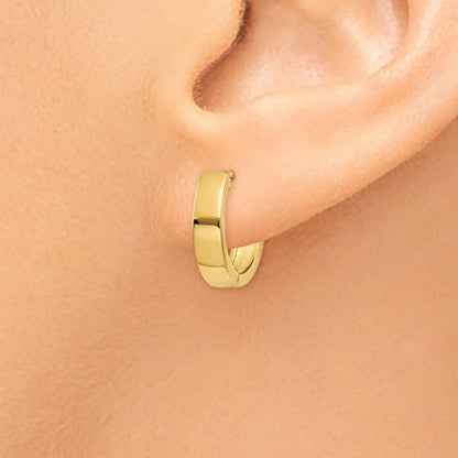 14k yellow gold classic huggie hinged hoop earrings 12mm x 12mm x 3mm