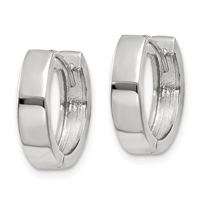 14k white gold classic huggie hinged hoop earrings 12mm x 12mm x 3mm