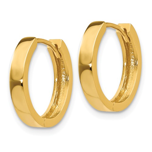 14k yellow gold classic huggie hinged hoop earrings 14mm x 14mm x 3mm