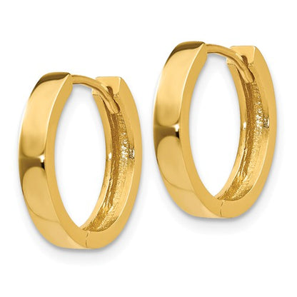 14k yellow gold classic huggie hinged hoop earrings 14mm x 14mm x 3mm