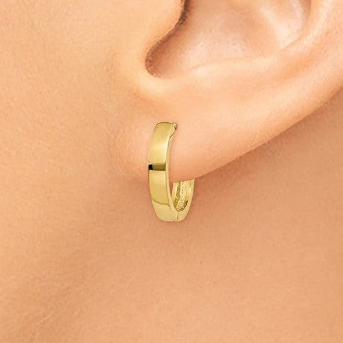14k yellow gold classic huggie hinged hoop earrings 14mm x 14mm x 3mm