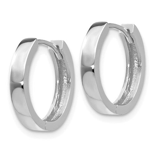 14k white gold classic huggie hinged hoop earrings 14mm x 14mm x 3mm