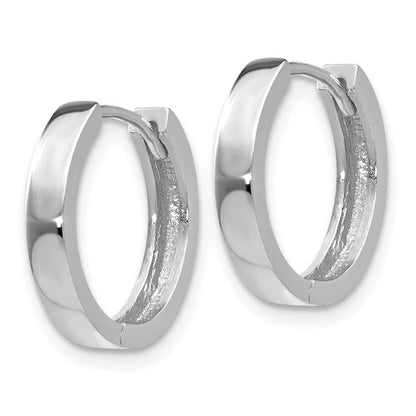 14k white gold classic huggie hinged hoop earrings 14mm x 14mm x 3mm