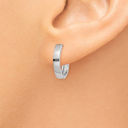 14k white gold classic huggie hinged hoop earrings 14mm x 14mm x 3mm