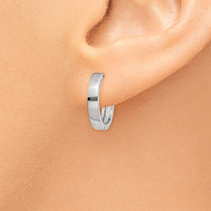 14k White Gold Classic Huggie Hinged Hoop Earrings 14mm x 14mm x 3mm