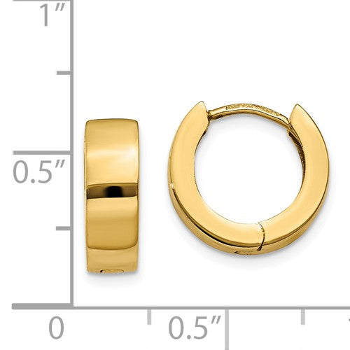 14k yellow gold classic huggie hinged hoop earrings 13mm x 13mm x 4mm
