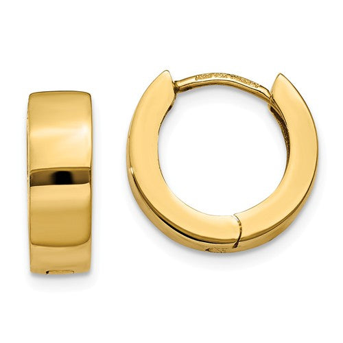 14k yellow gold classic huggie hinged hoop earrings 13mm x 13mm x 4mm