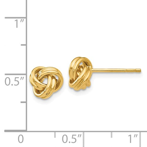 14k yellow gold 7mm classic love knot post earrings