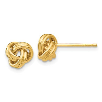 14k yellow gold 7mm classic love knot post earrings