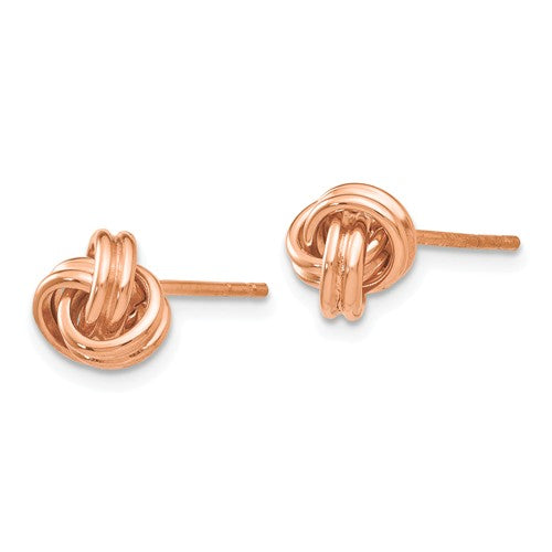 14k rose gold 7mm classic love knot post earrings