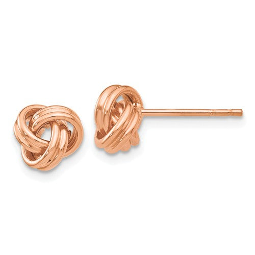 14k rose gold 7mm classic love knot post earrings