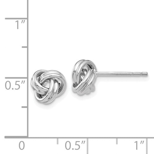 14k white gold 7mm classic love knot post earrings