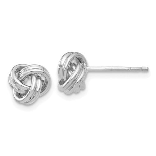 14k white gold 7mm classic love knot post earrings