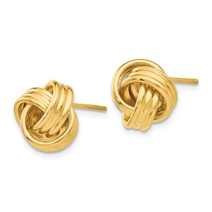 14k yellow gold classic love knot post stud earrings ckltm706
