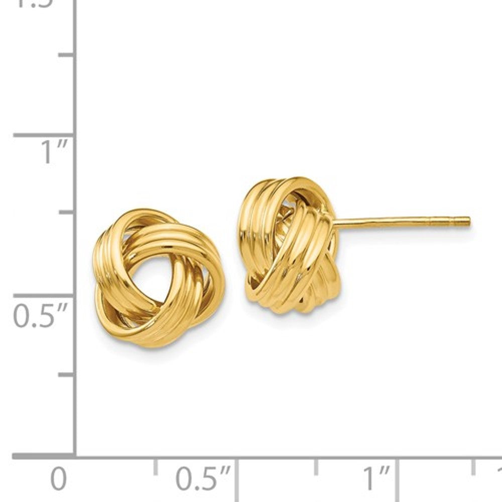 14k yellow gold classic love knot post stud earrings ckltm706