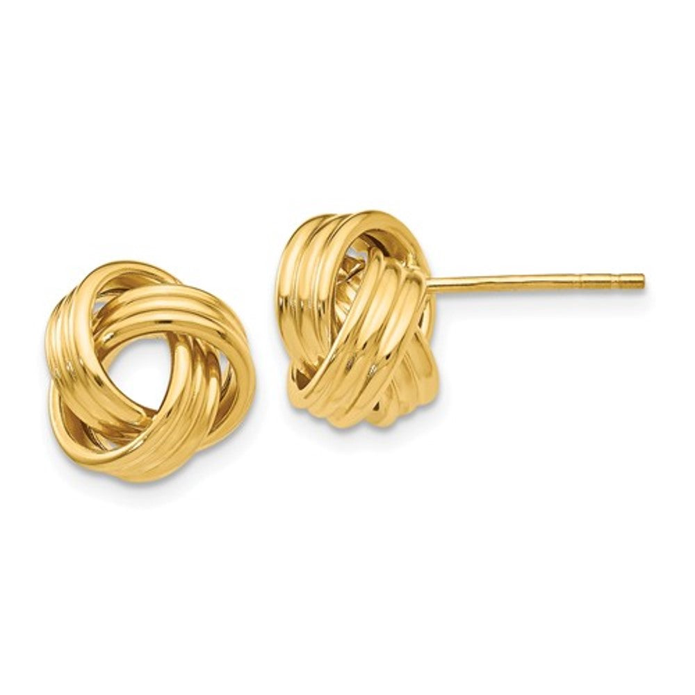 14k yellow gold classic love knot post stud earrings ckltm706