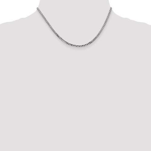 14k white gold 2.9mm beveled curb link bracelet anklet choker necklace pendant chain