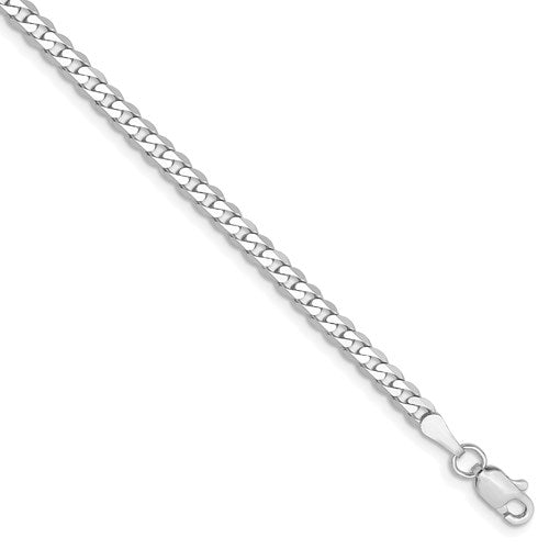 14k white gold 2.9mm beveled curb link bracelet anklet choker necklace pendant chain