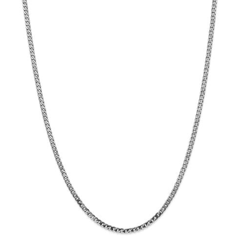 14k white gold 2.9mm beveled curb link bracelet anklet choker necklace pendant chain