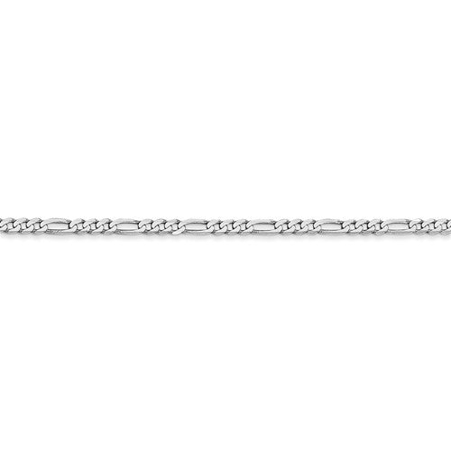 14k white gold 2.25mm figaro bracelet anklet choker necklace pendant chain