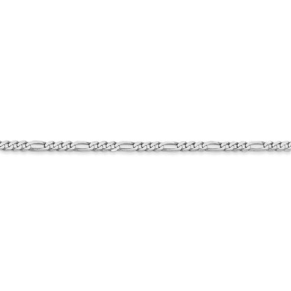 14k white gold 2.25mm figaro bracelet anklet choker necklace pendant chain